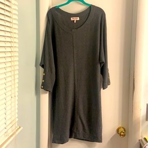 Juicy Couture Sweater Dress Gray Batwing Gold Buttons Size Medium